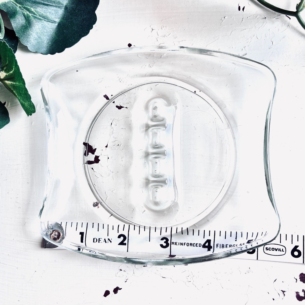 Vintage Clear Glass Ashtray Heavy Square MCM Catchall Trinket Dish Decor
